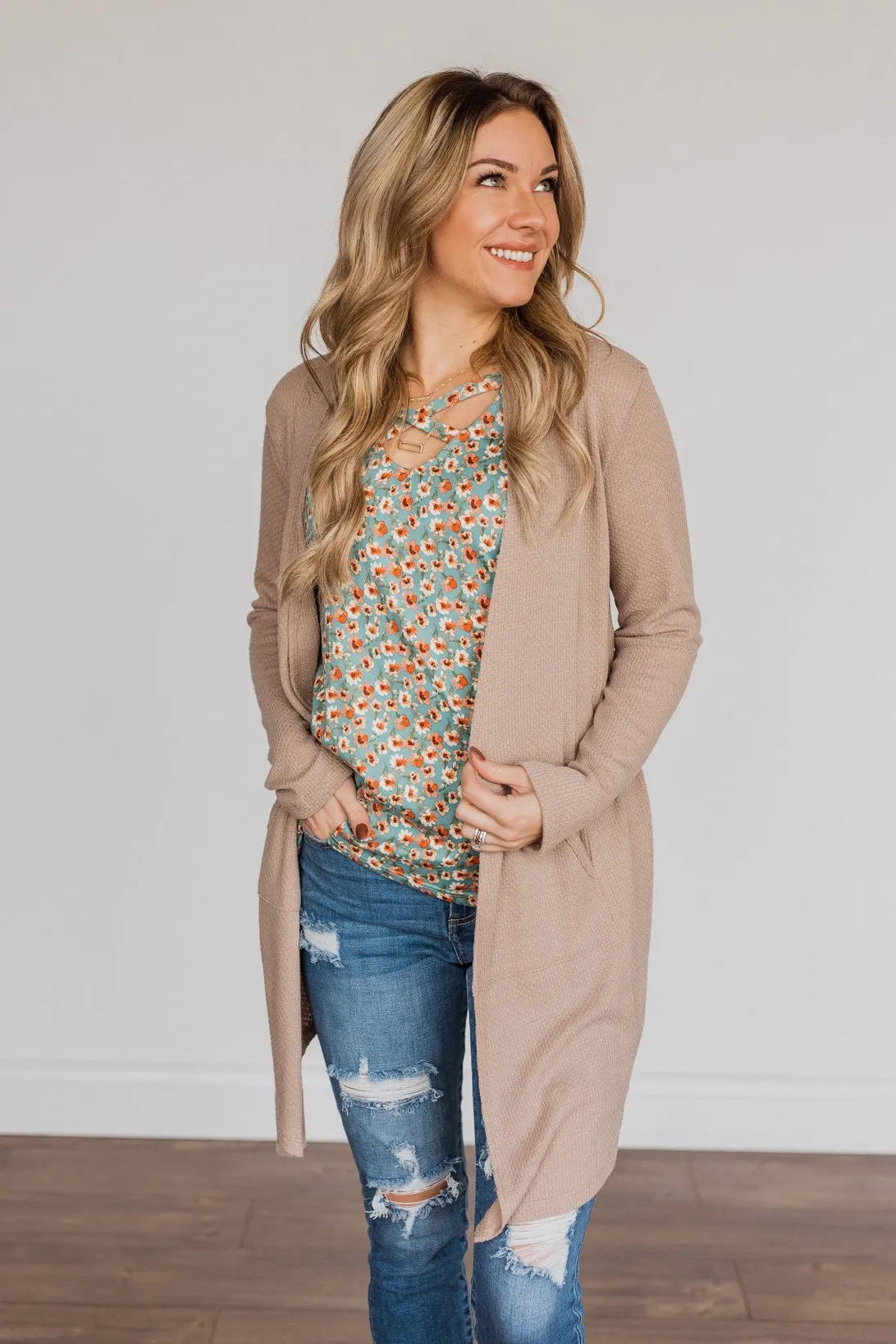 Never Afraid Knit Cardigan- Taupe