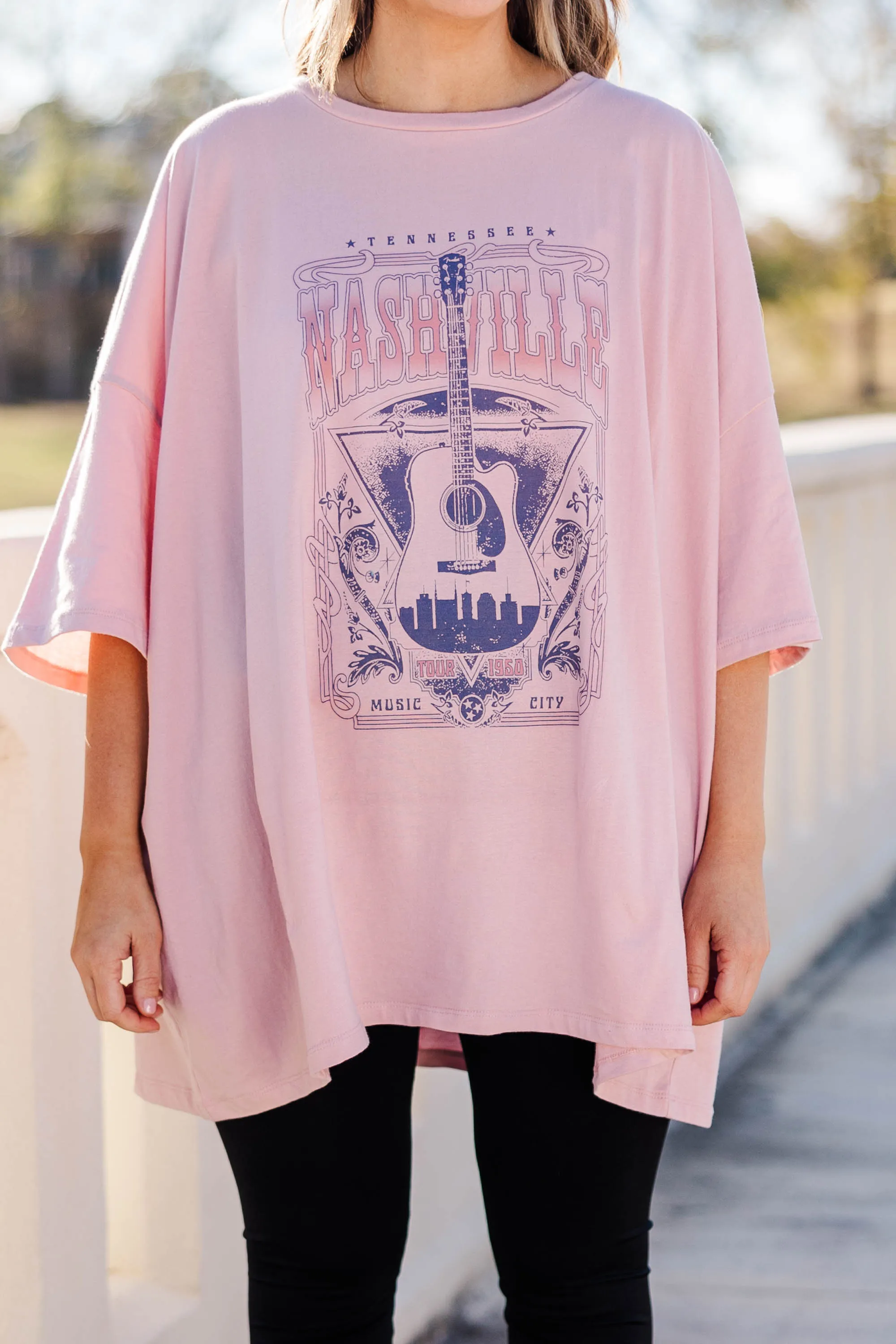 Nights On Broadway Boyfriend Tee, Cream Mauve