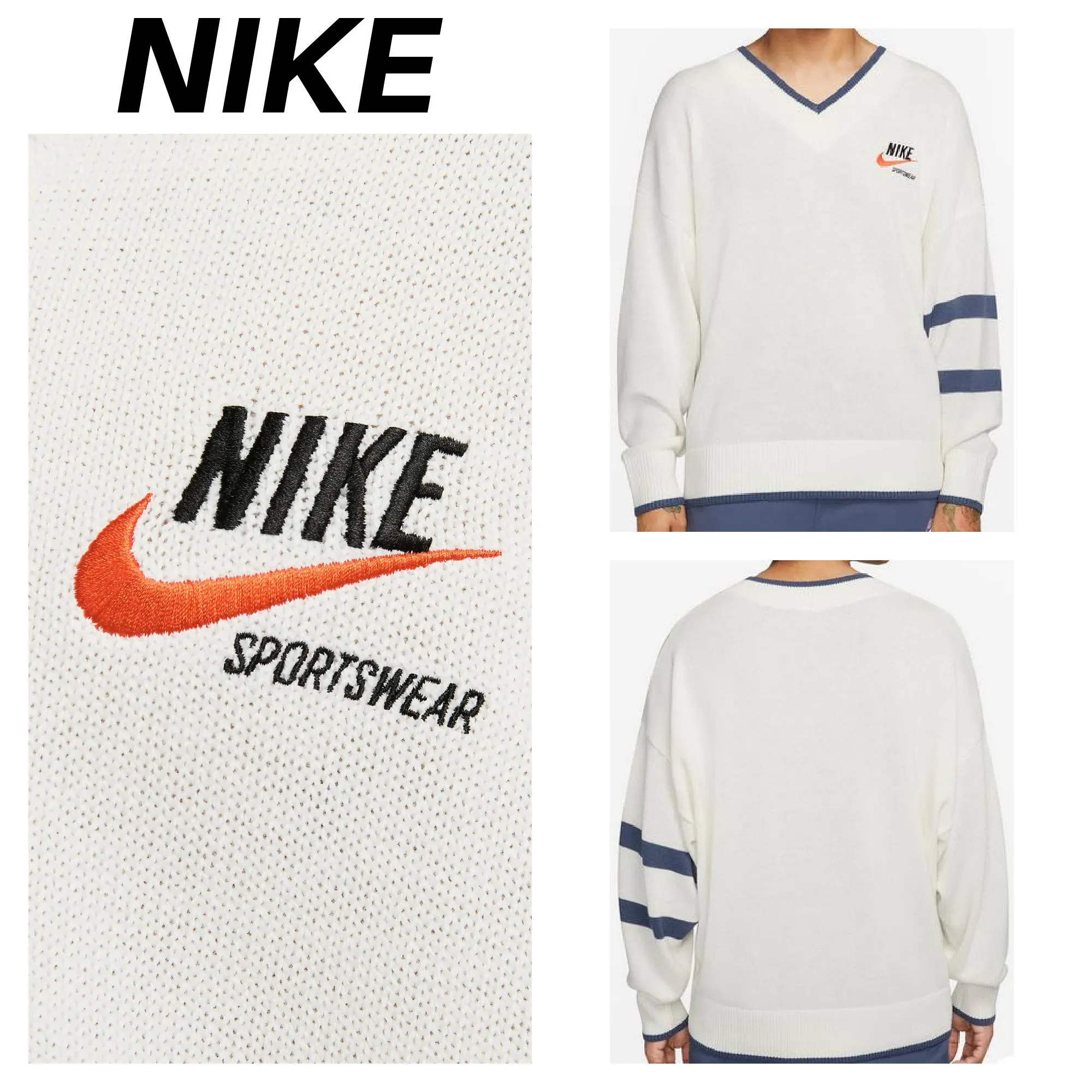 Nike  |Pullovers Unisex Wool Nylon Street Style V-Neck Long Sleeves