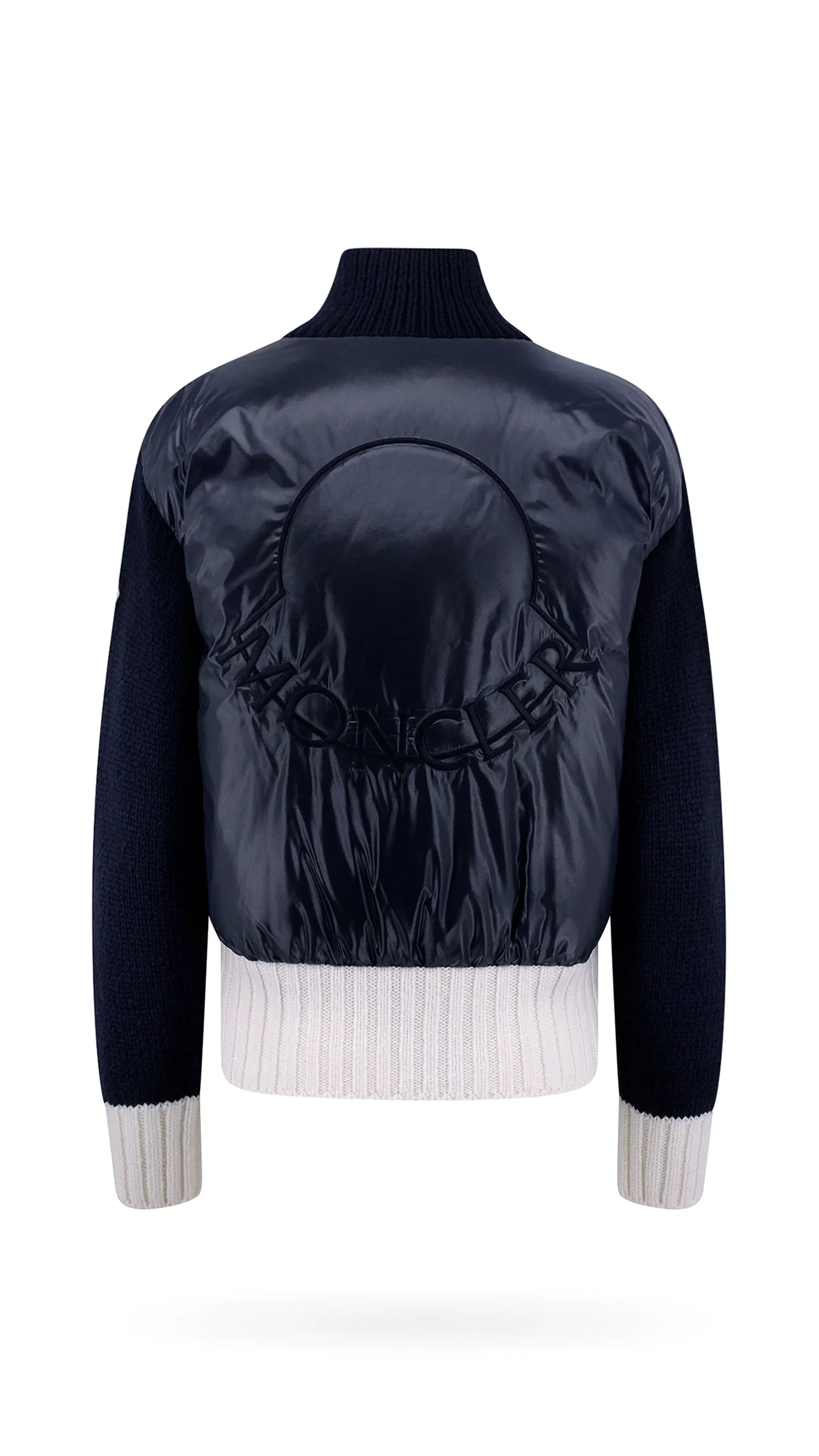 Padded Wool Cardigan - Navy/White