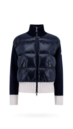 Padded Wool Cardigan - Navy/White