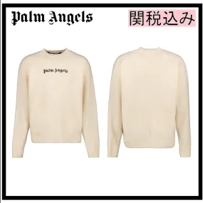 Palm Angels  |Crew Neck Pullovers Street Style Long Sleeves Logo Sweaters