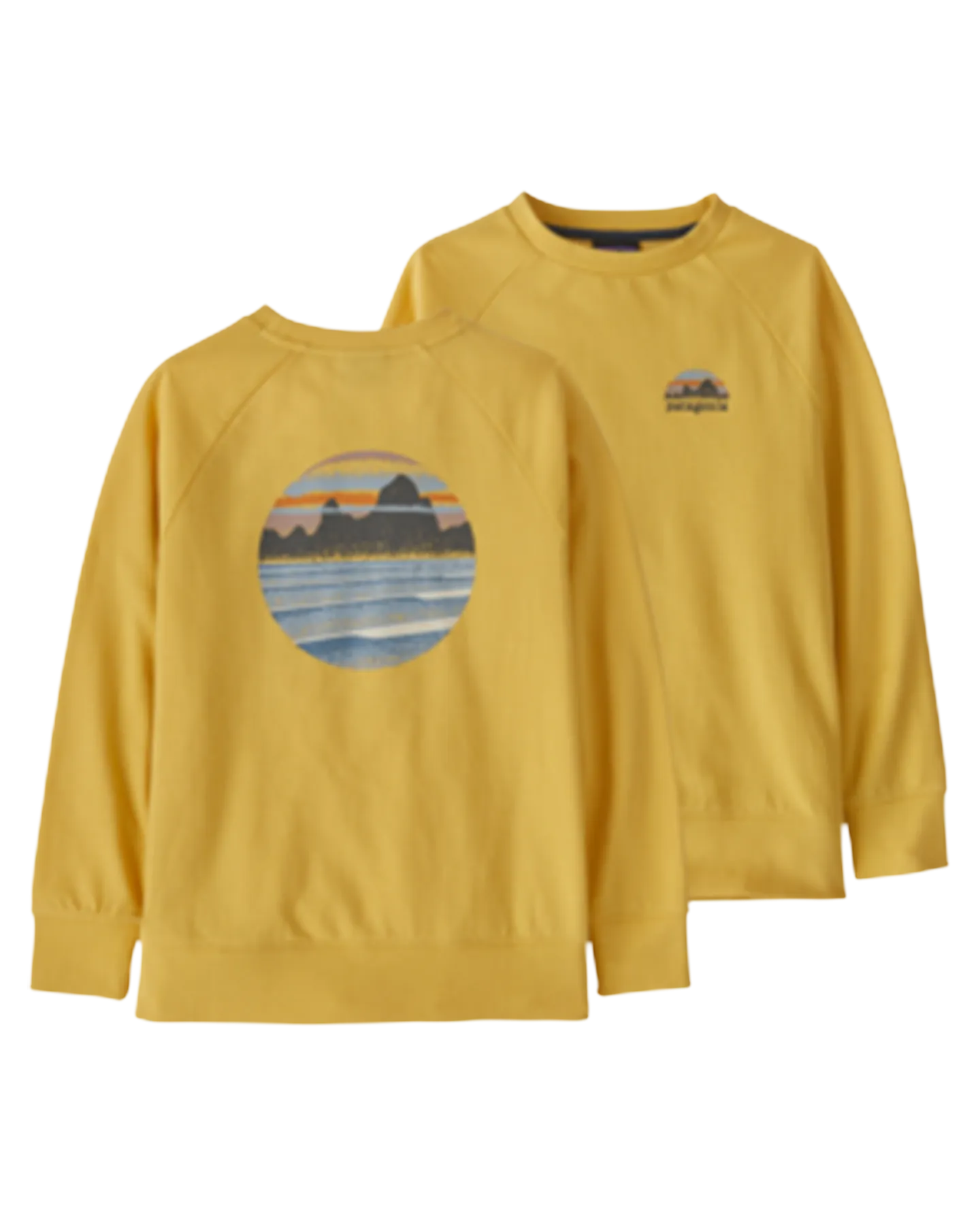 Patagonia Kids' Light Weight Crew Sweatshirt - Skyline Stencil: Surfboard Yellow