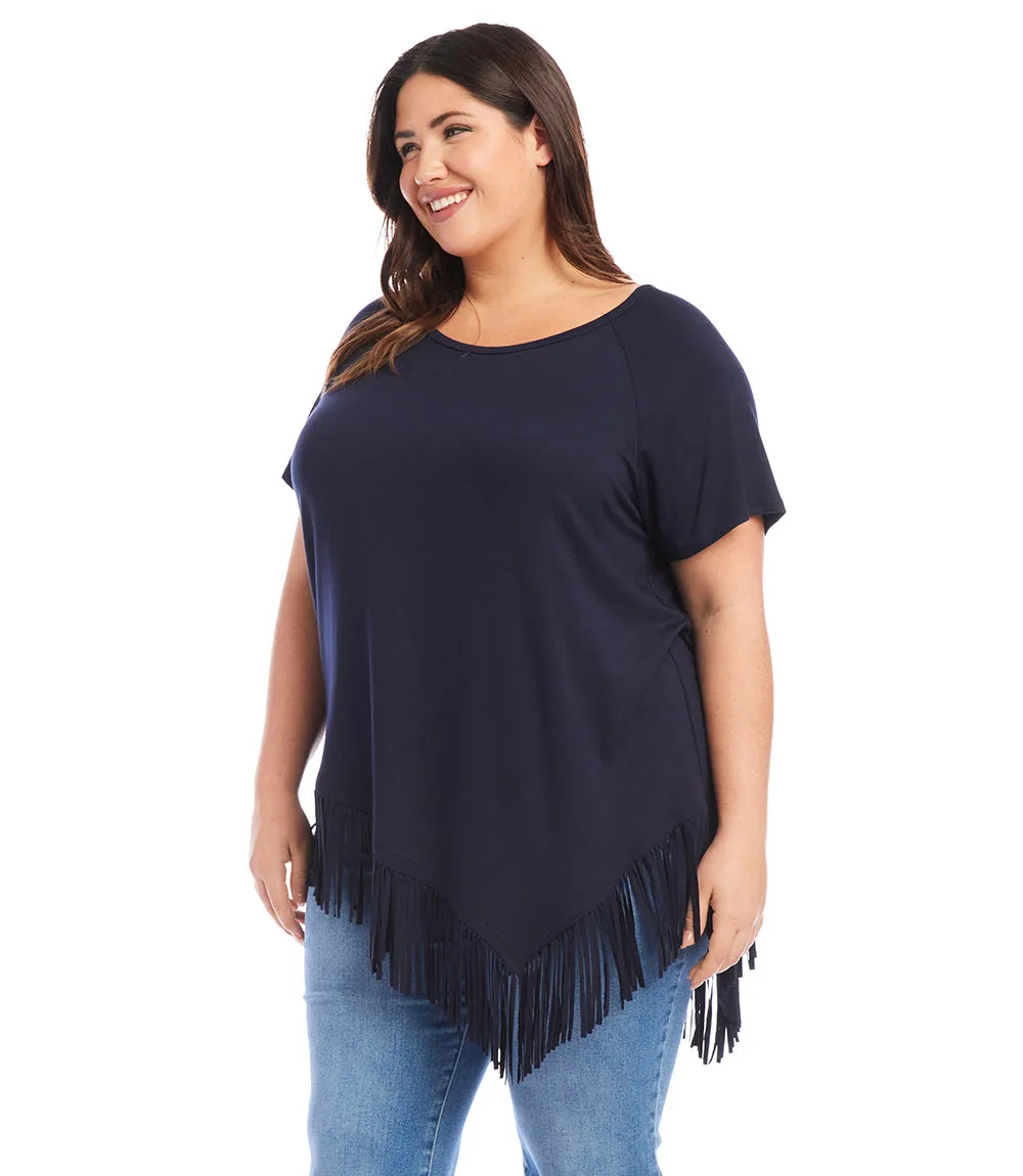 Plus Size Angled Fringe Top