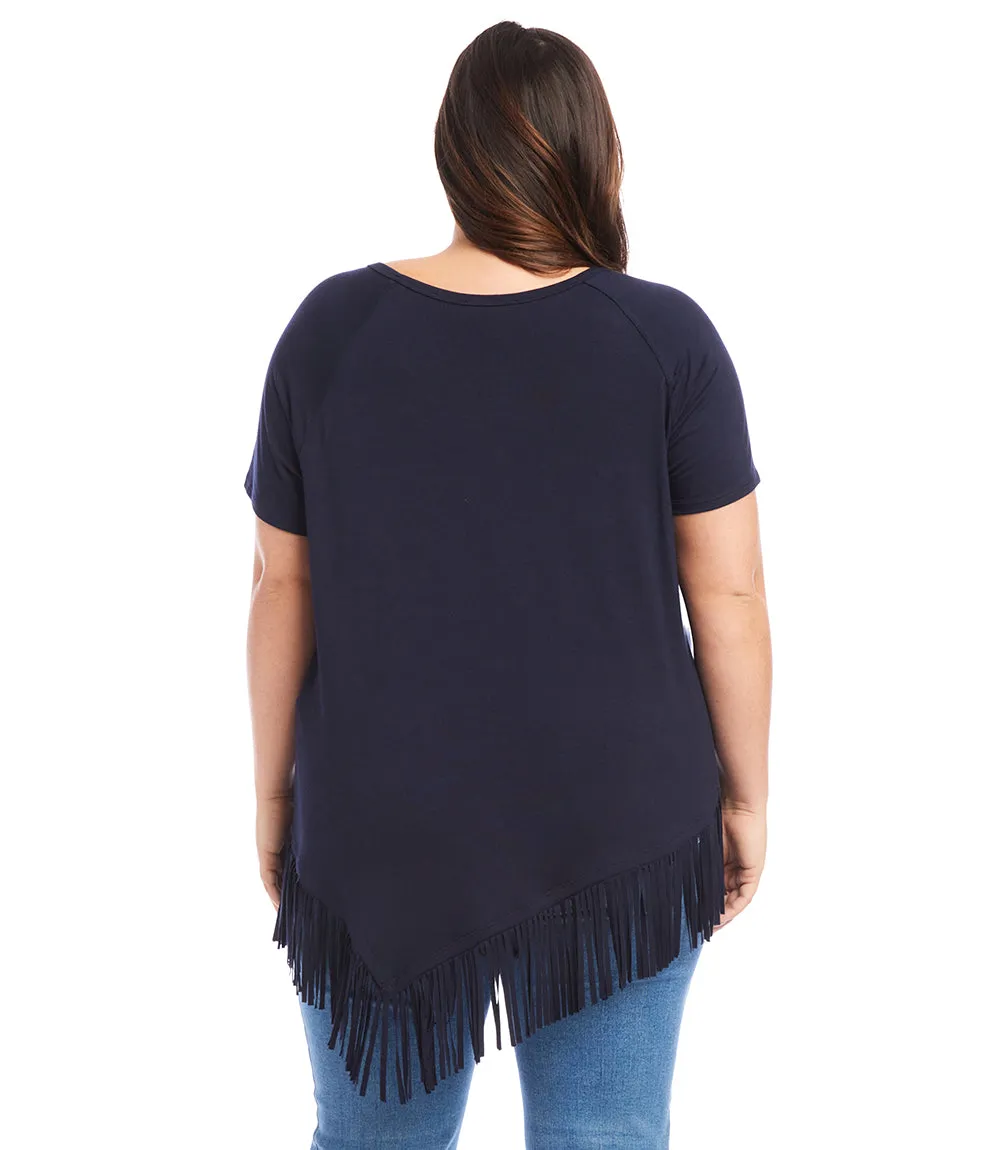 Plus Size Angled Fringe Top