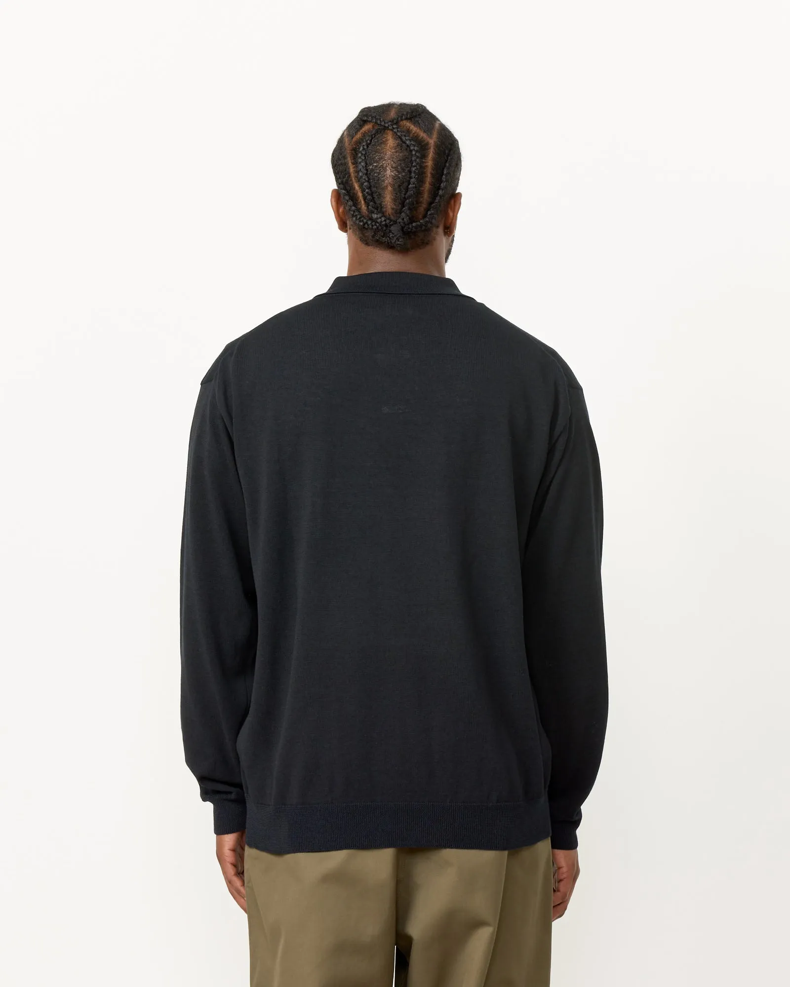 Polo Cardigan in Black Navy