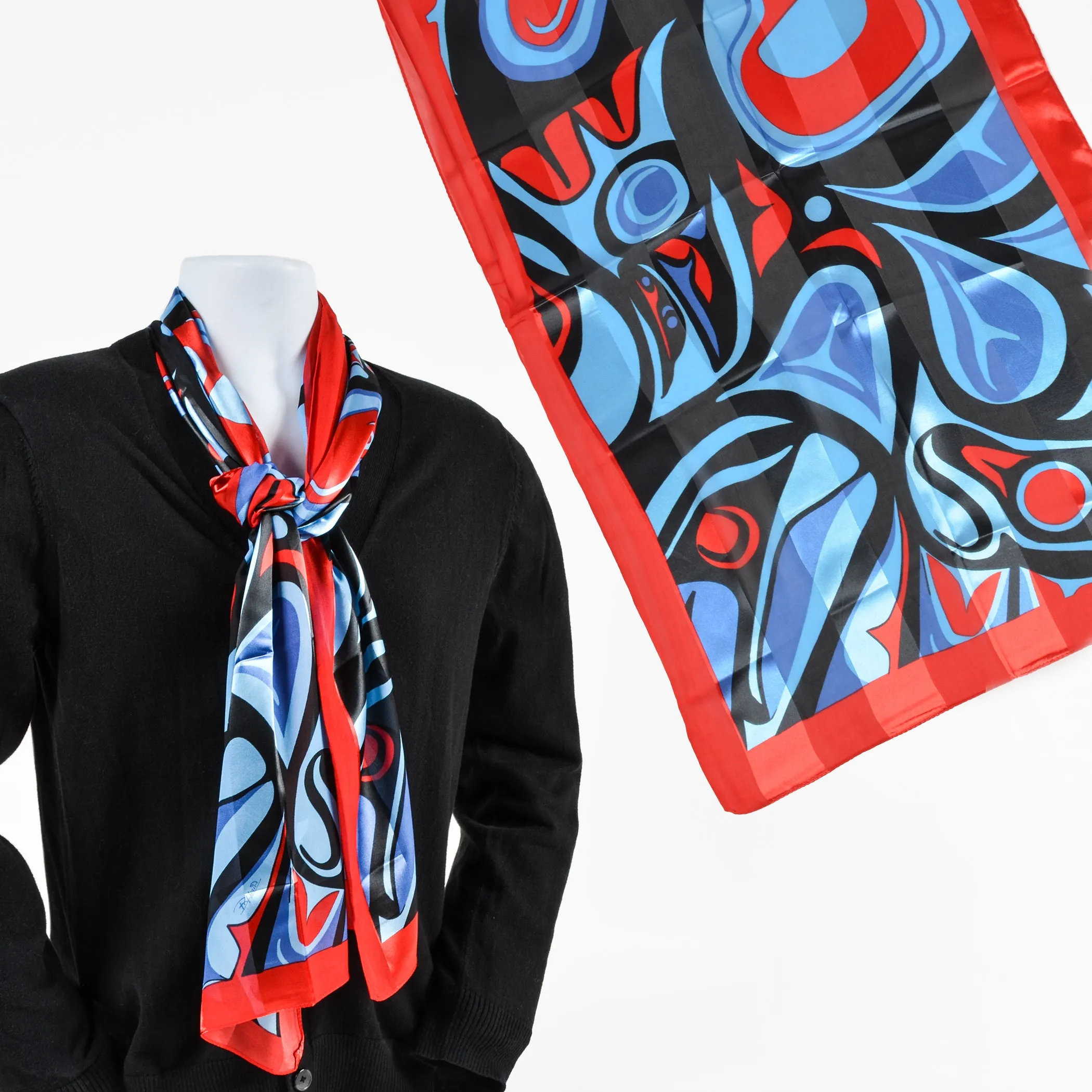 Polyester Satin Stripe Scarf | Raven by Bill Helin