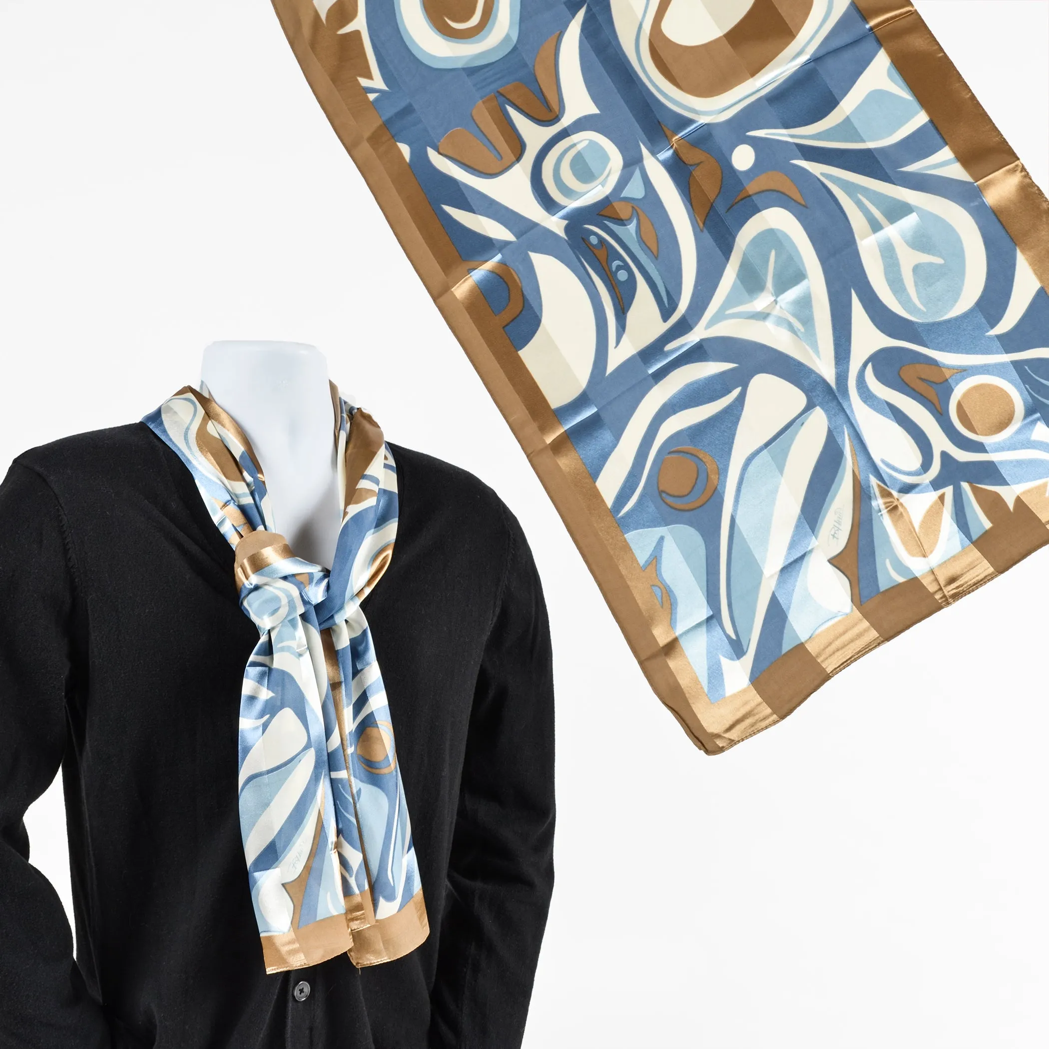 Polyester Satin Stripe Scarf | Raven by Bill Helin