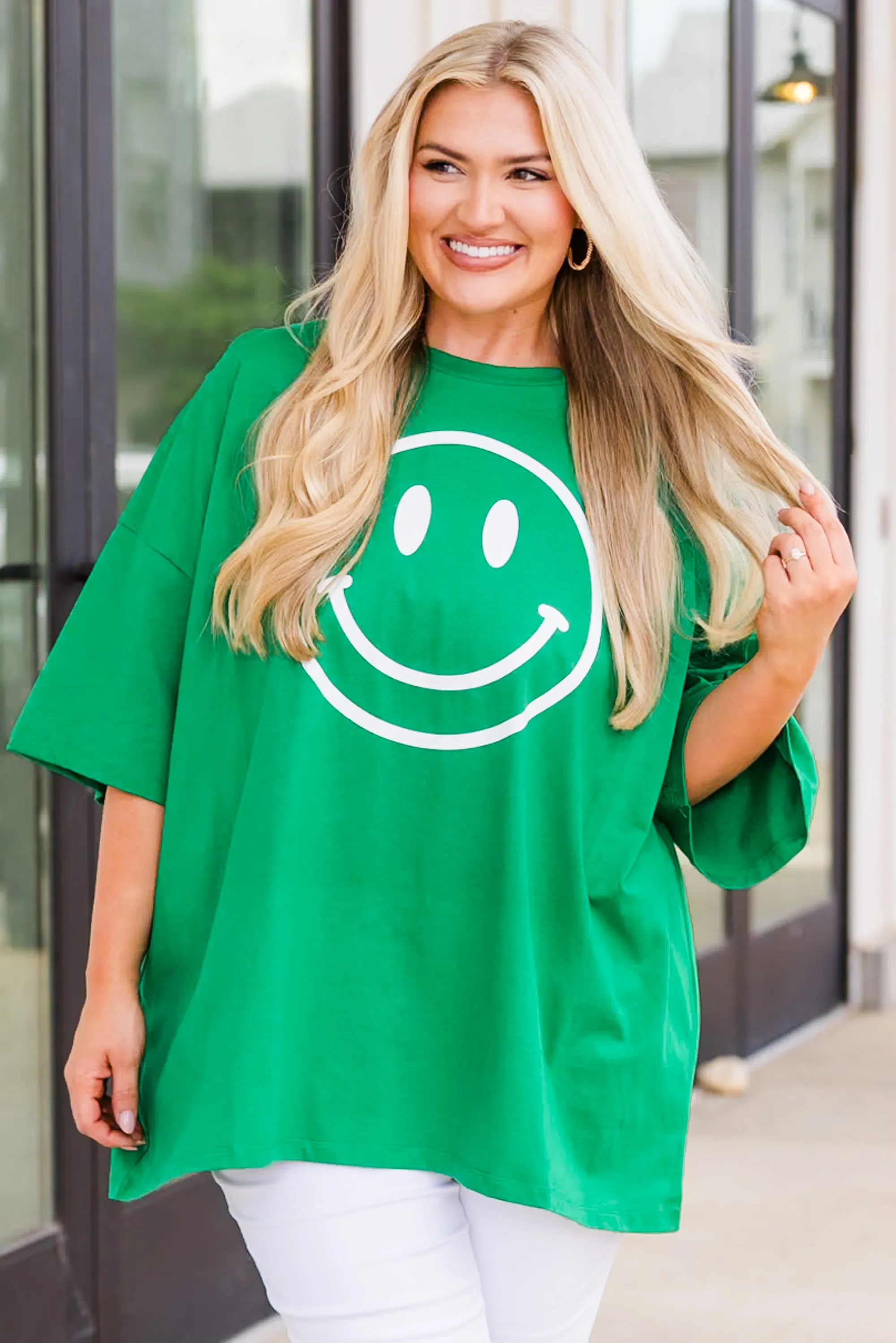 Remember To Smile Boyfriend Tee, Evergreen