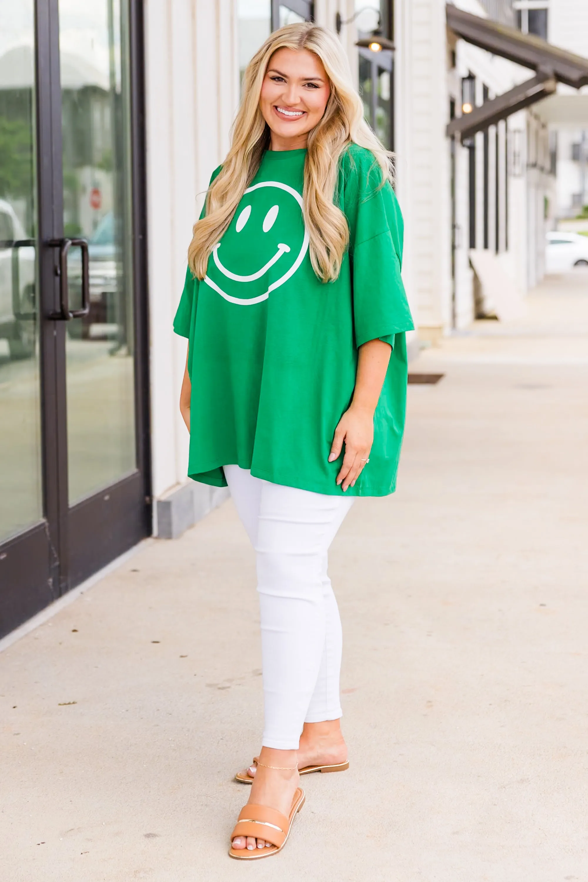 Remember To Smile Boyfriend Tee, Evergreen