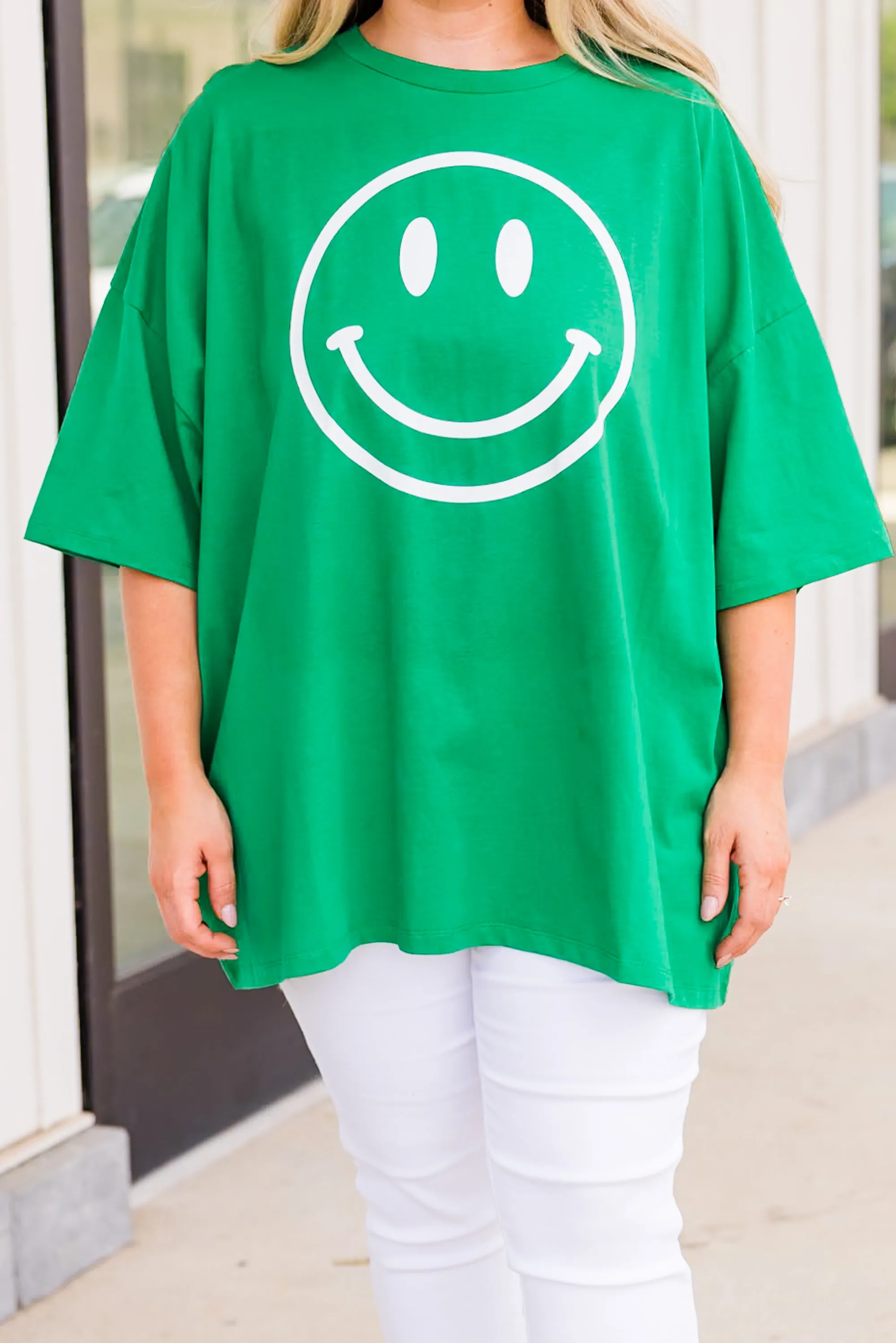 Remember To Smile Boyfriend Tee, Evergreen