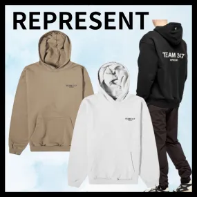 REPRESENT  |Pullovers Street Style Long Sleeves Plain Cotton Logo