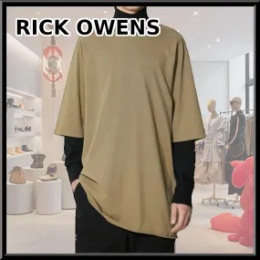 RICK OWENS  |Pullovers Street Style Plain Cotton Short Sleeves Logo