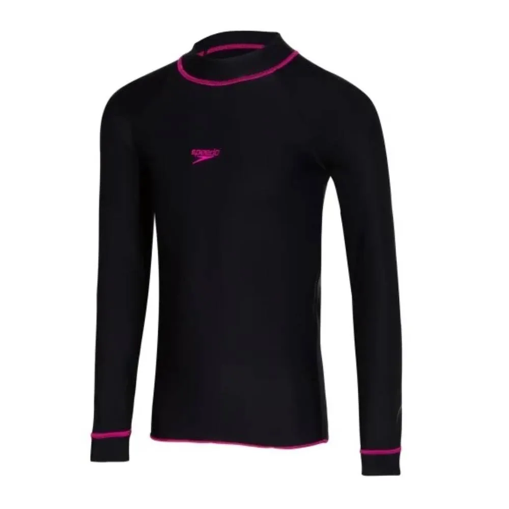 Speedo Girl's Long Sleeve Suntop (Black/Electric Pink)