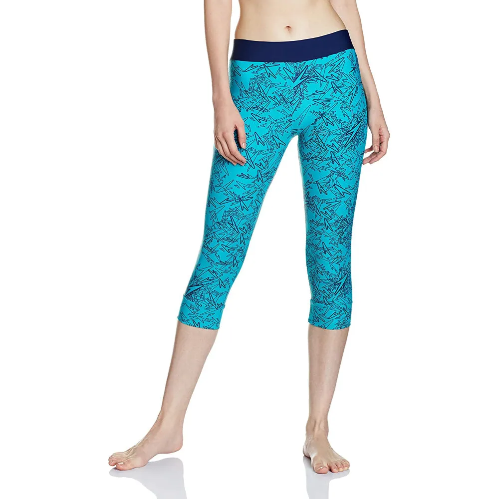 Speedo Women's Boom Splice All Over Printed Swim Capri (Jade/Navy)