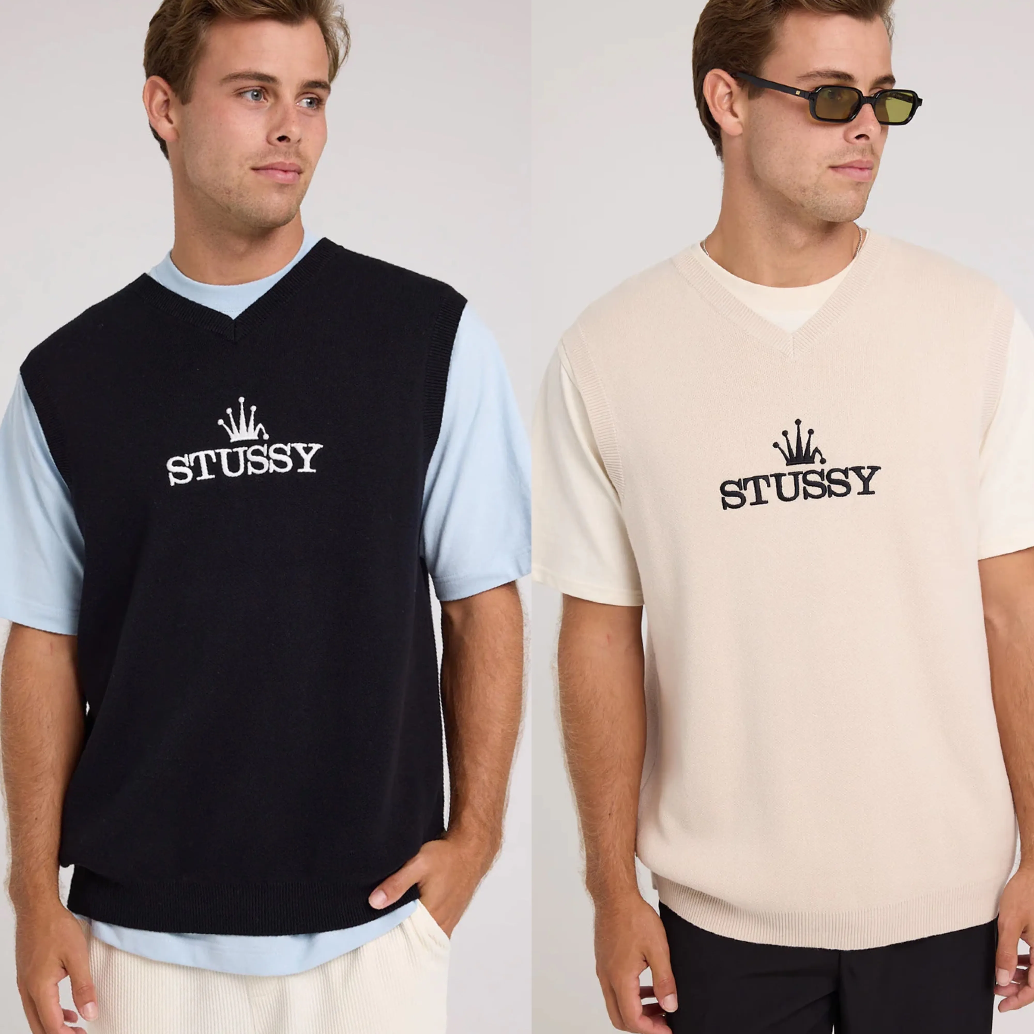 STUSSY  |Pullovers Stripes Street Style Cotton Logo Skater Style