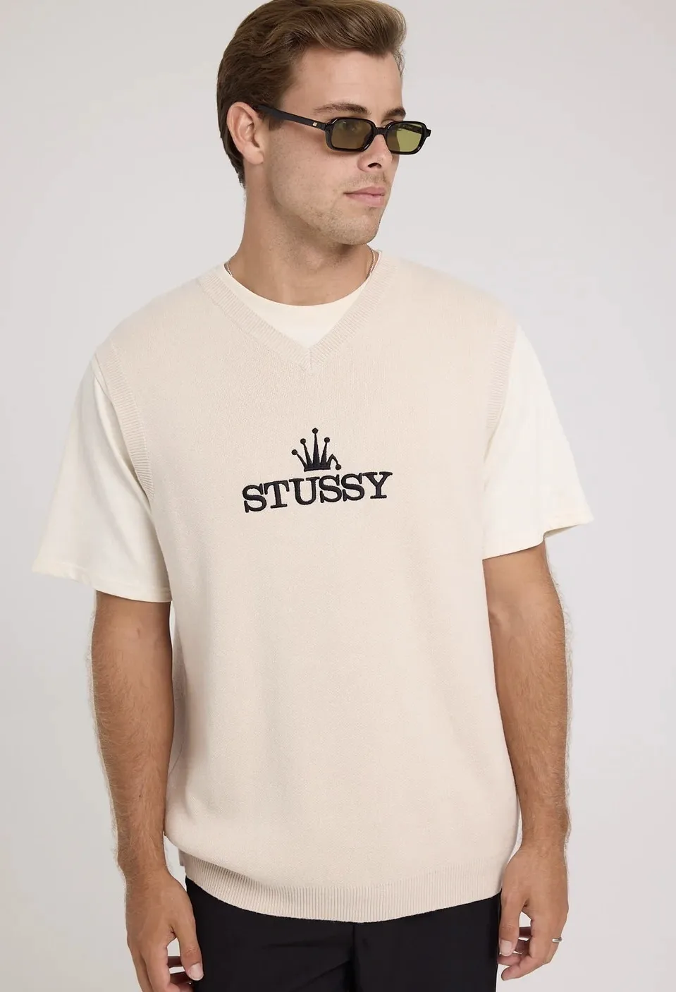 STUSSY  |Pullovers Stripes Street Style Cotton Logo Skater Style