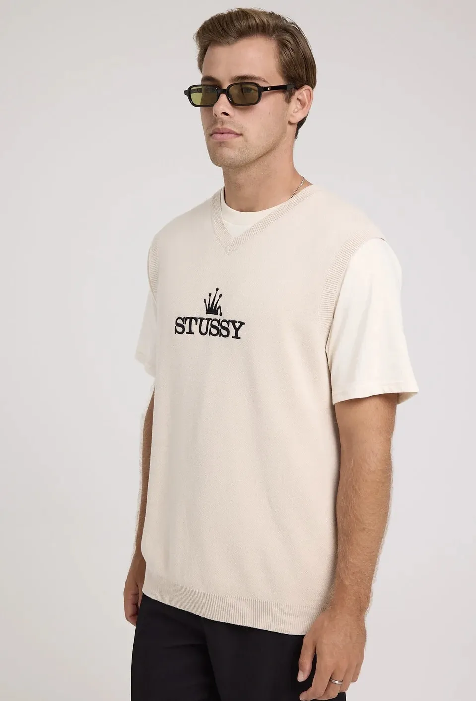 STUSSY  |Pullovers Stripes Street Style Cotton Logo Skater Style