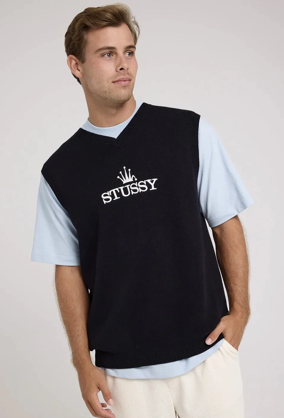 STUSSY  |Pullovers Stripes Street Style Cotton Logo Skater Style