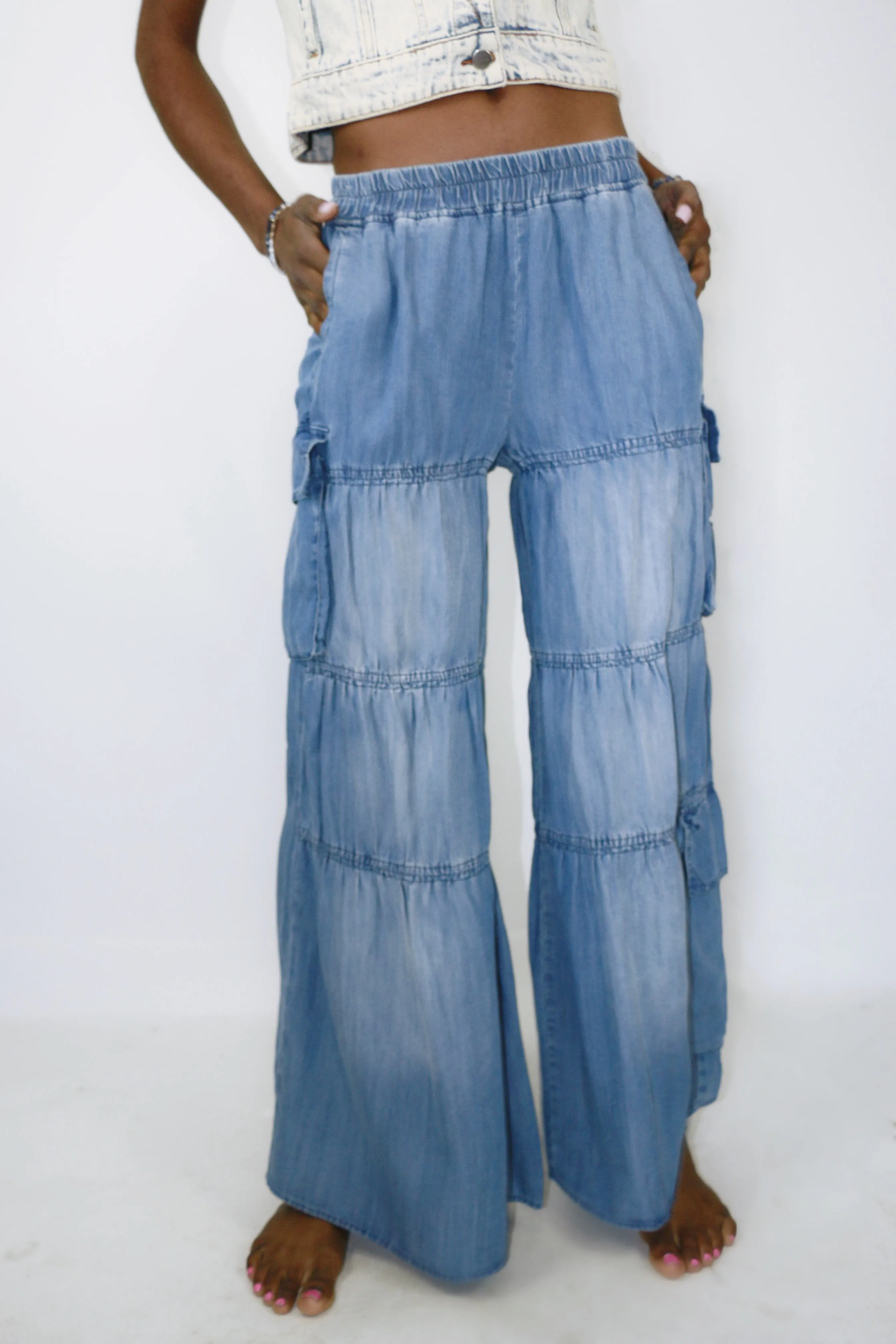 Tempess Tiered Denim Pants