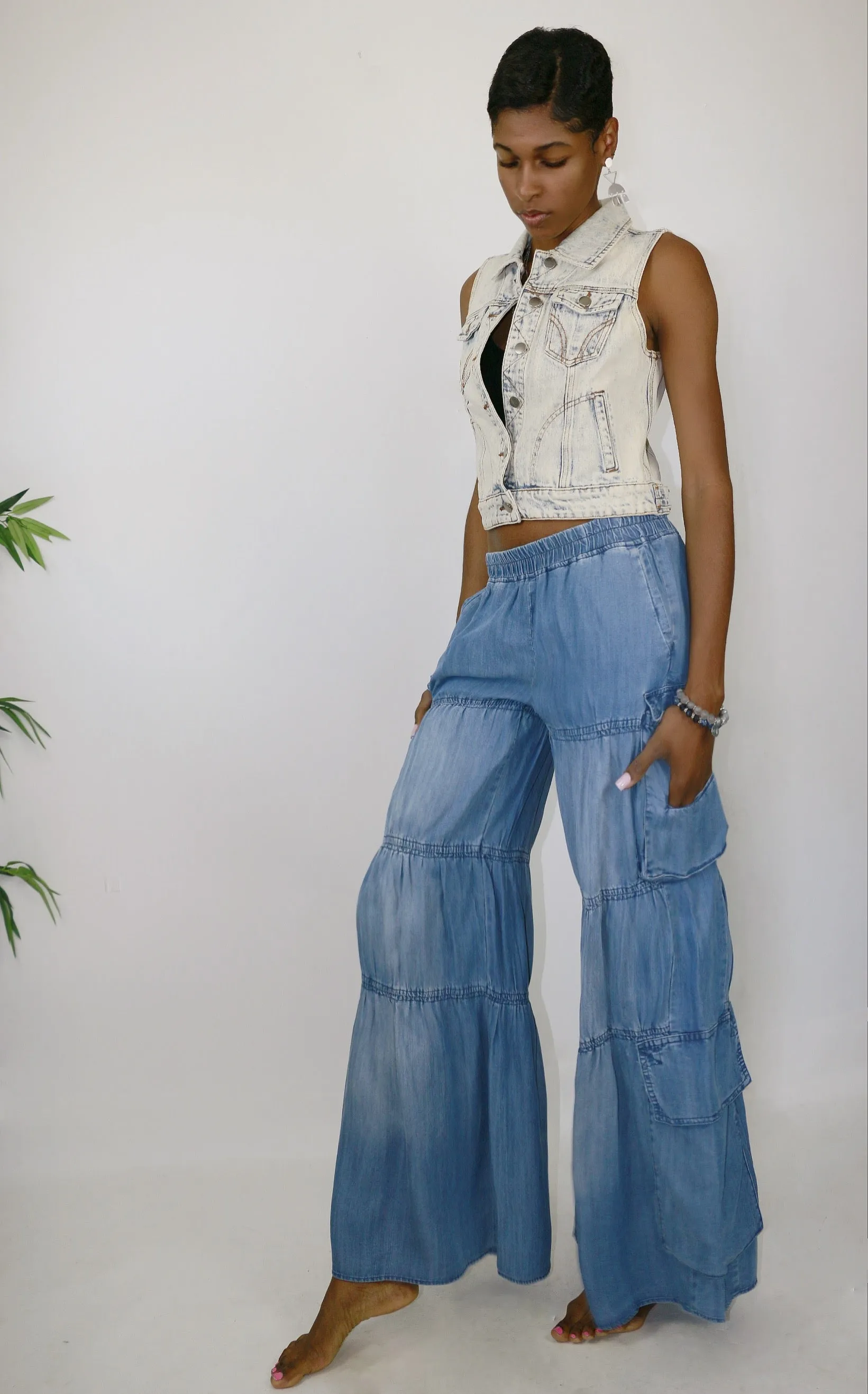 Tempess Tiered Denim Pants