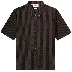 Thom Browne Striped Button Down SS Polo Grey