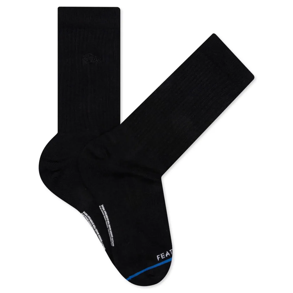 Tonal Script Crew Sock - Black