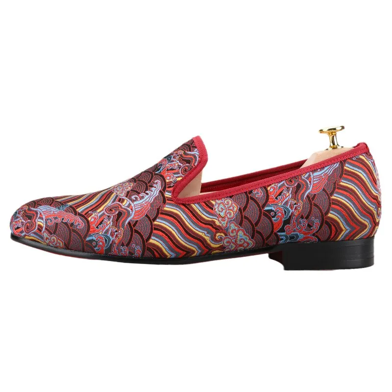 Traditional Jacquard Silk Handmade Slip-On Smoking Slippers