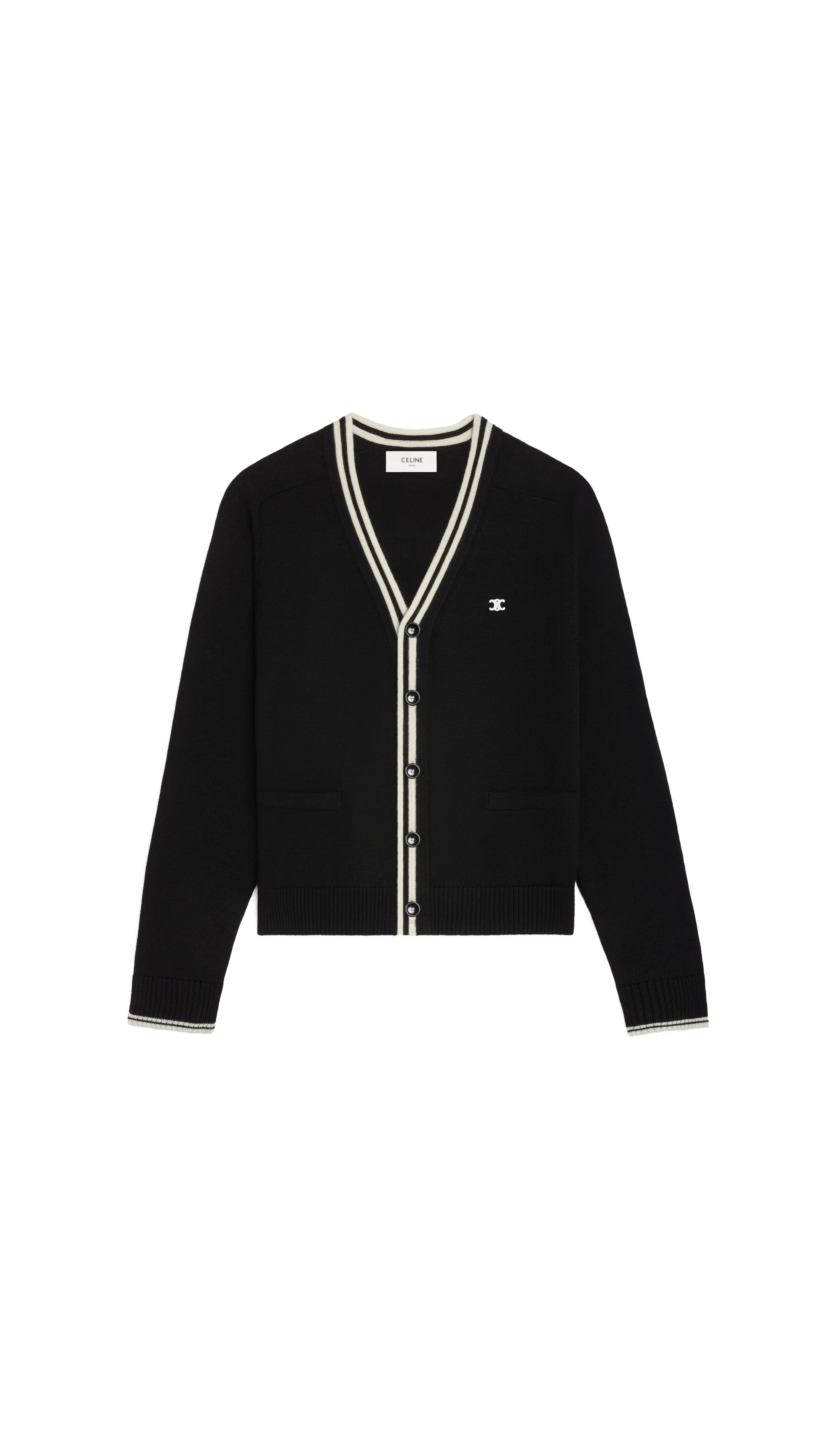 Triomphe Cardigan in Wool - Black