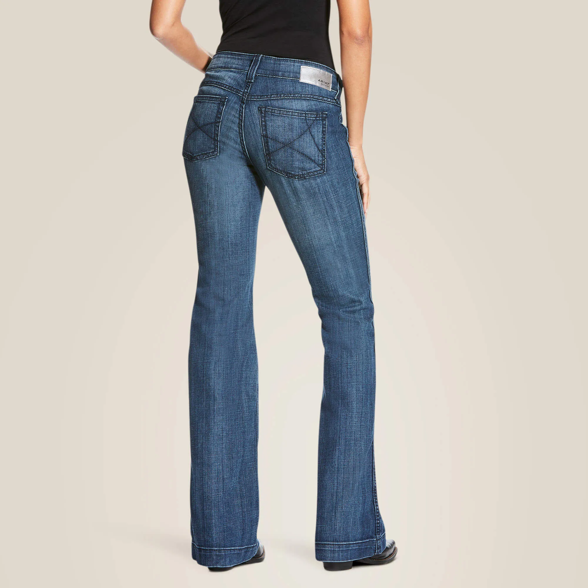 Trouser Mid Rise Stretch Outseam Ella Wide Leg Jean