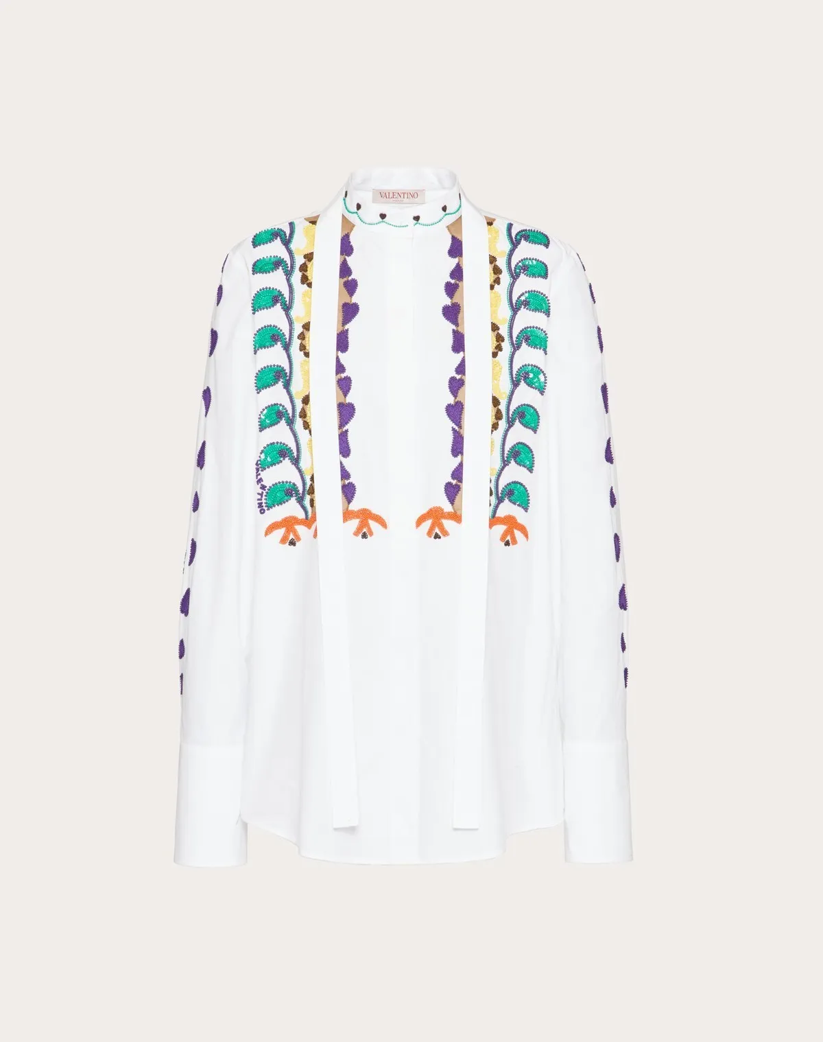 VALENTINO  |Embroidered Cotton Popeline Shirt