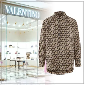 VALENTINO  |Long Sleeves Logo Luxury Shirts