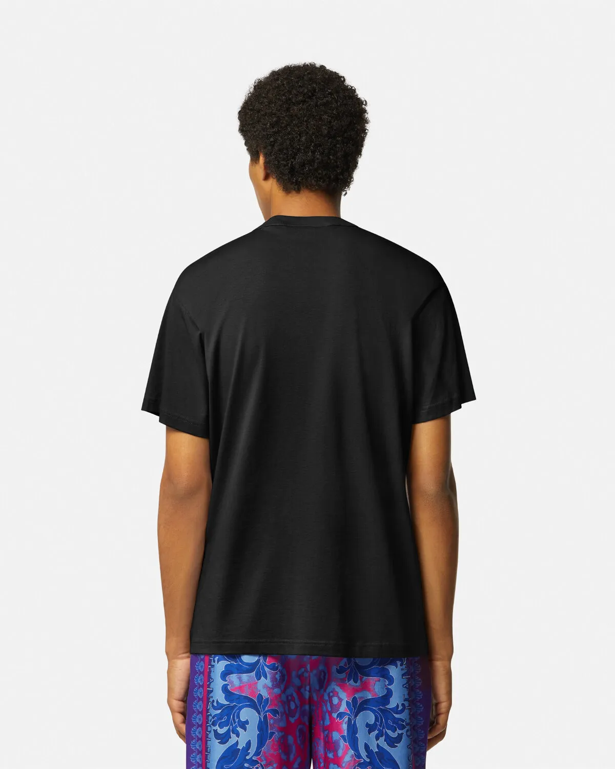 VERSACE JEANS  |Crew Neck Pullovers Street Style Plain Cotton Short Sleeves