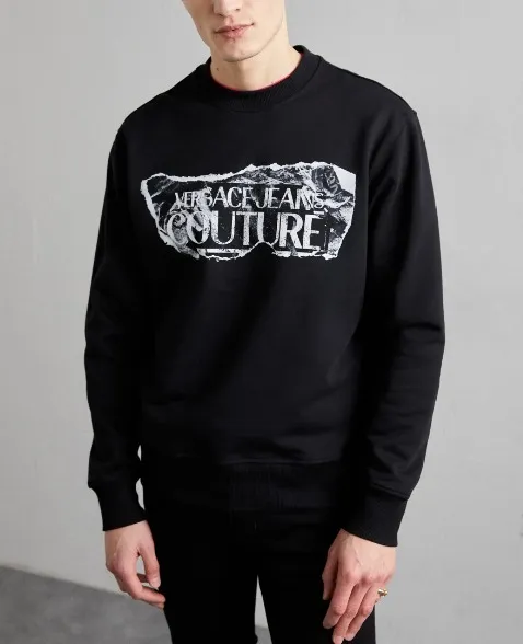 VERSACE JEANS  |Crew Neck Pullovers Unisex Street Style Long Sleeves Plain