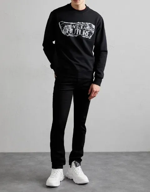 VERSACE JEANS  |Crew Neck Pullovers Unisex Street Style Long Sleeves Plain