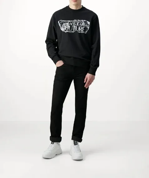 VERSACE JEANS  |Crew Neck Pullovers Unisex Street Style Long Sleeves Plain