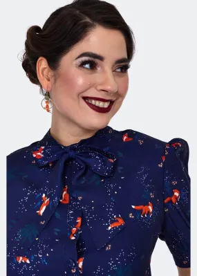 Voodoo Vixen Fox 40's Blouse Blue