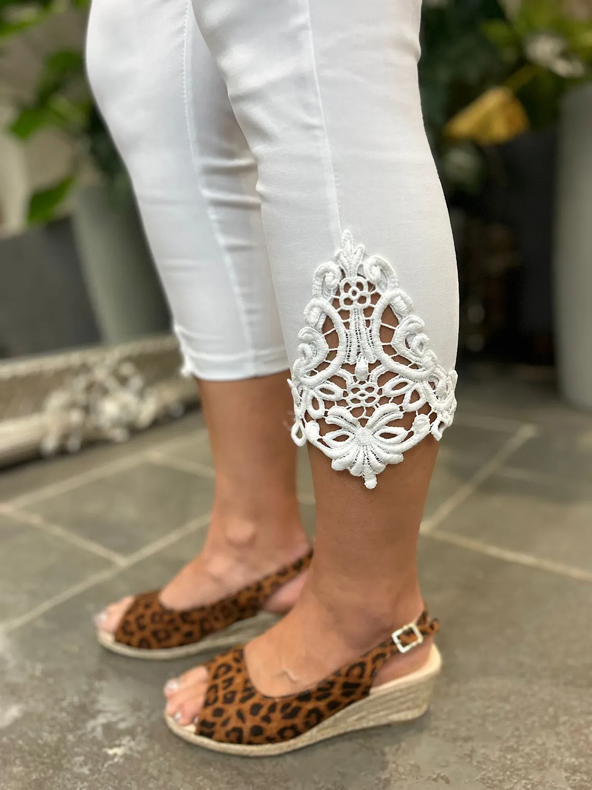 White Lace Capri Pants