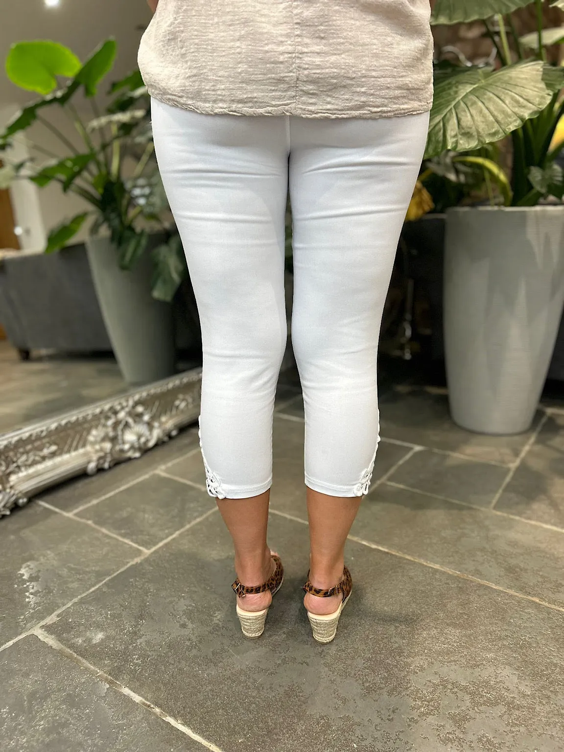 White Lace Capri Pants