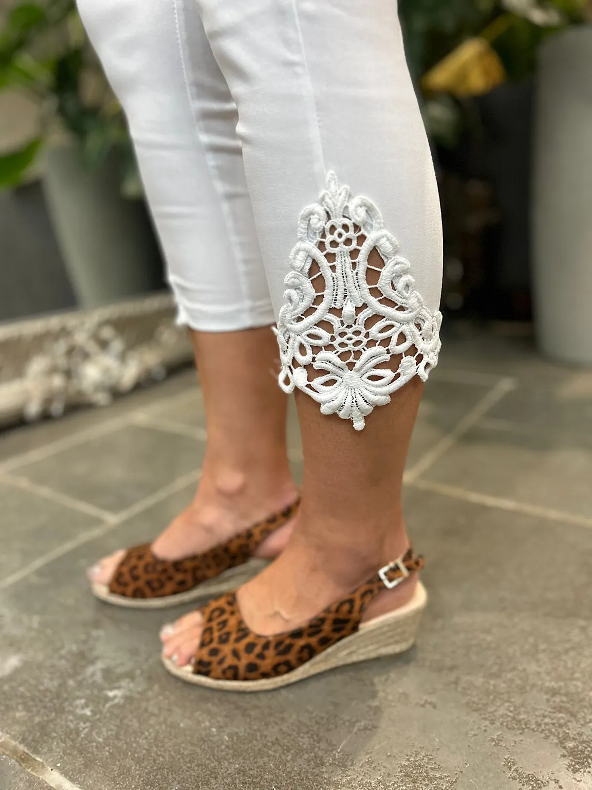 White Lace Capri Pants