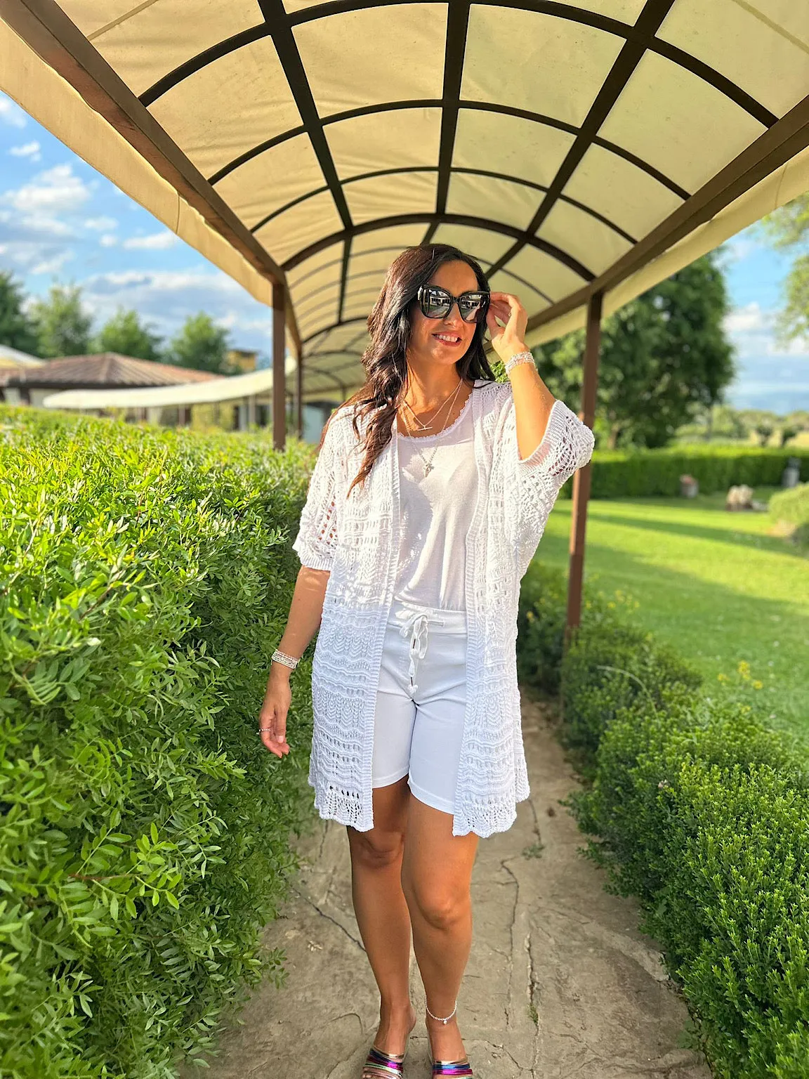 White Patterned Crochet Cardigan Julie