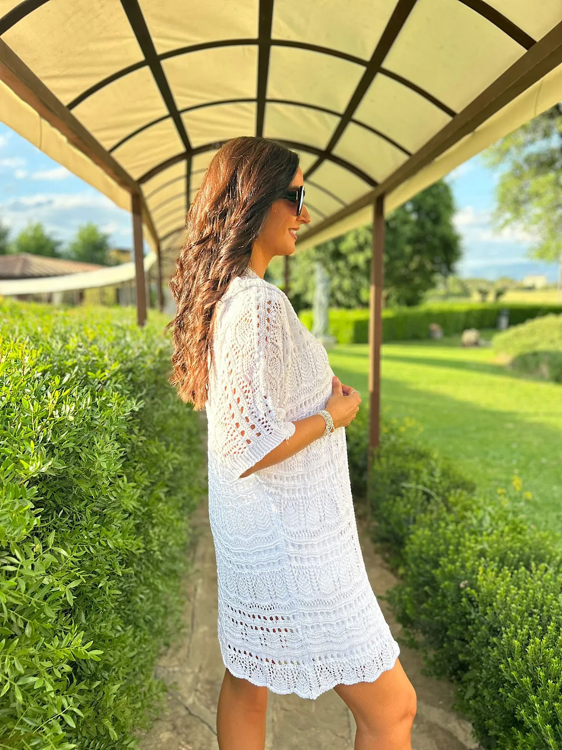 White Patterned Crochet Cardigan Julie