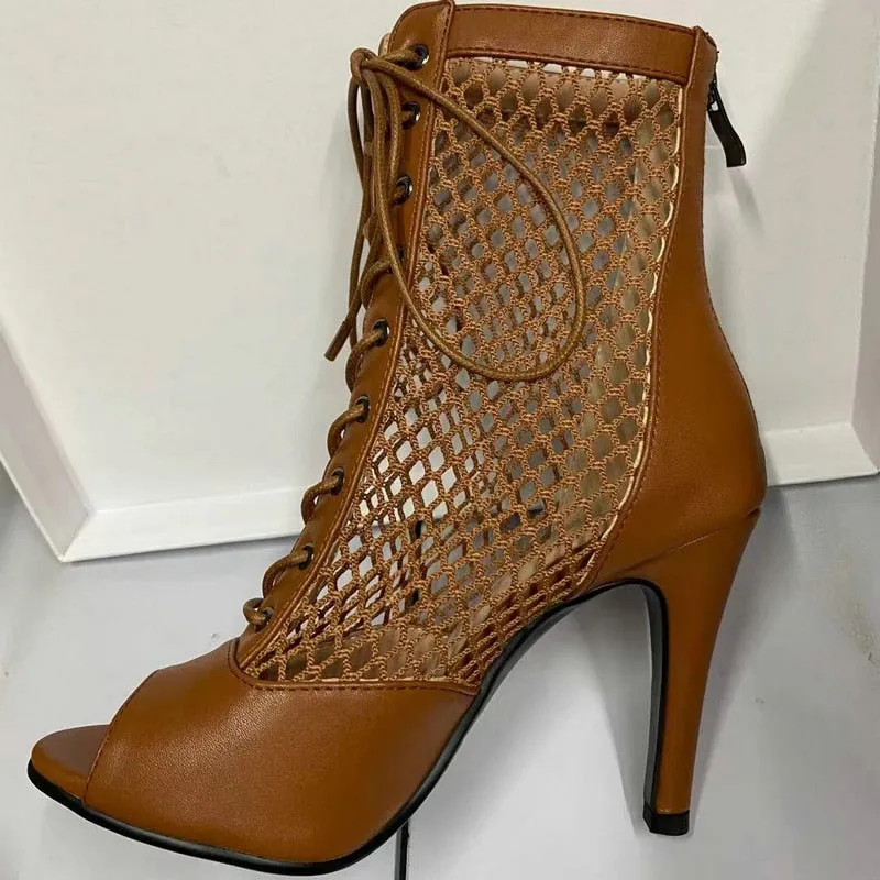 Women's Brown Sexy Comfortable Light Soft Zipper High Heels Boots