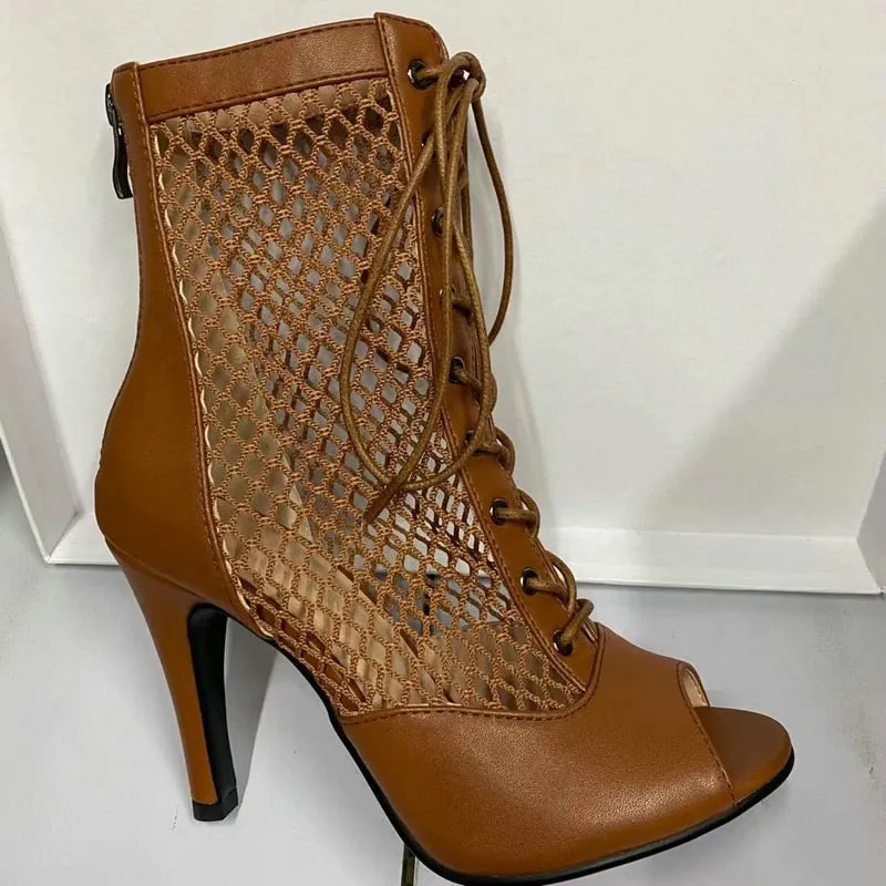 Women's Brown Sexy Comfortable Light Soft Zipper High Heels Boots