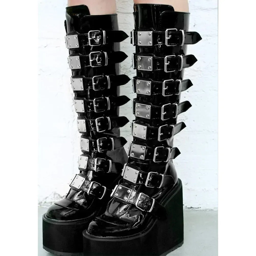 Women's Handmade Autumn Solid Zipper Fashion Buckle Mid Calf Boots