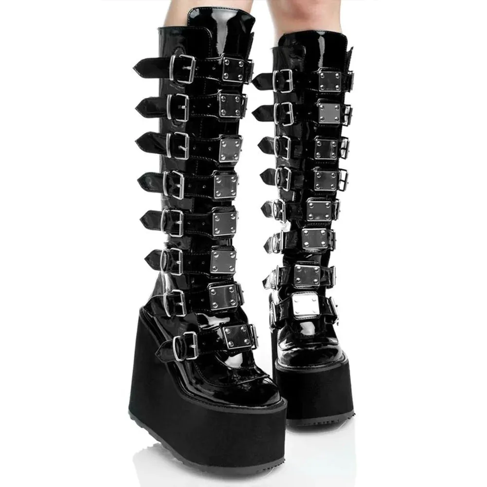 Women's Handmade Autumn Solid Zipper Fashion Buckle Mid Calf Boots