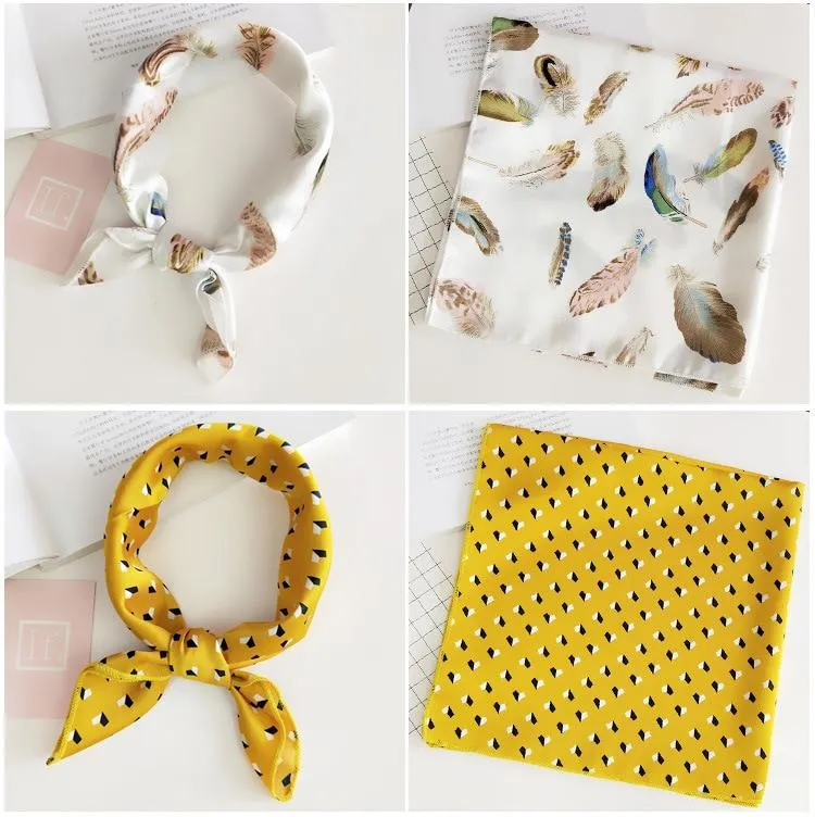 Women's Square All Match Scarf Elegant Floral Summer Head Hair Neckerchief