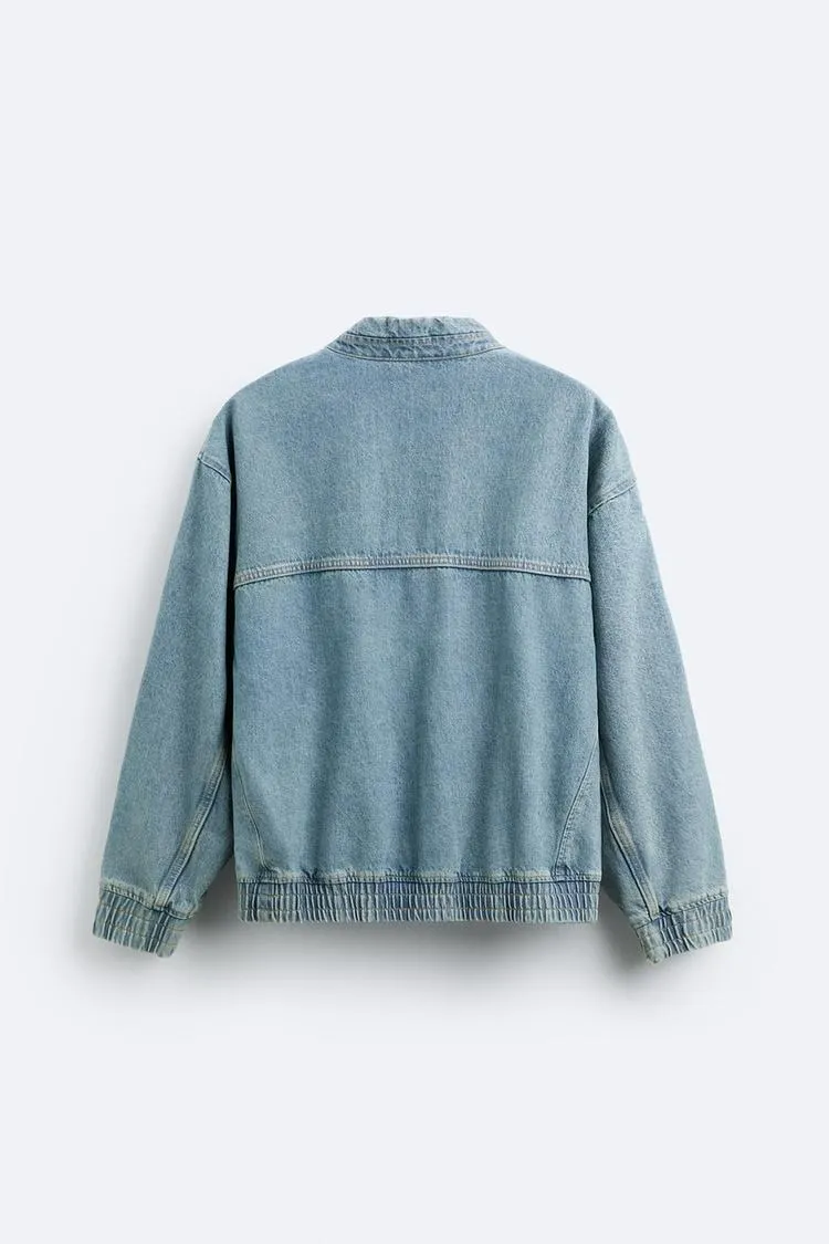 ZARA  |Denim Long Sleeves Plain Sweatshirts