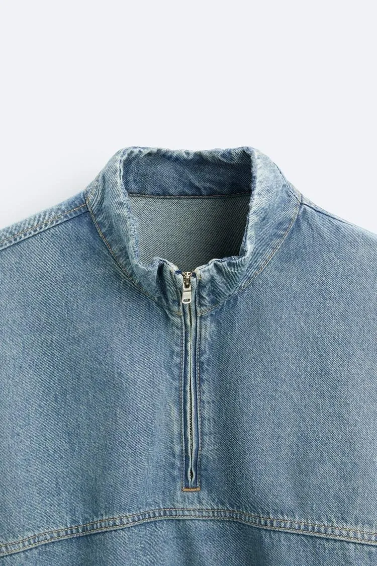 ZARA  |Denim Long Sleeves Plain Sweatshirts