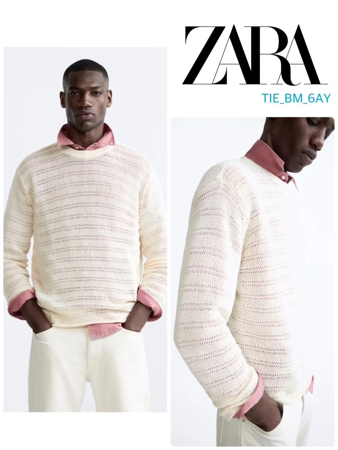 ZARA  |Long Sleeves Plain Cotton Sweaters